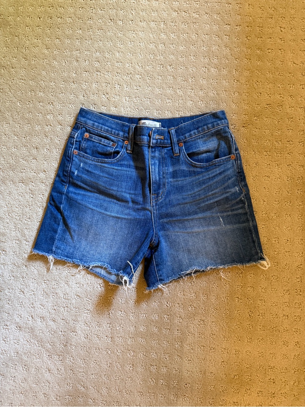 Madewell Raw-Hem high rise Denim Shorts - Blue